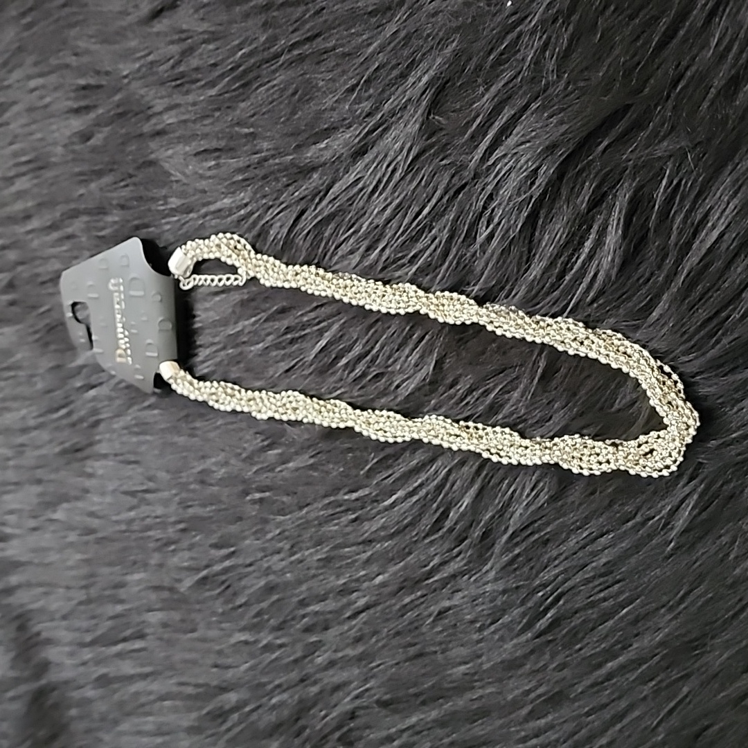 New Silver-Tone Metal Beaded Braided Necklace 26$